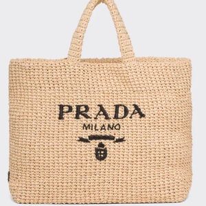 Prada Raffia Logo Tote . Brand New